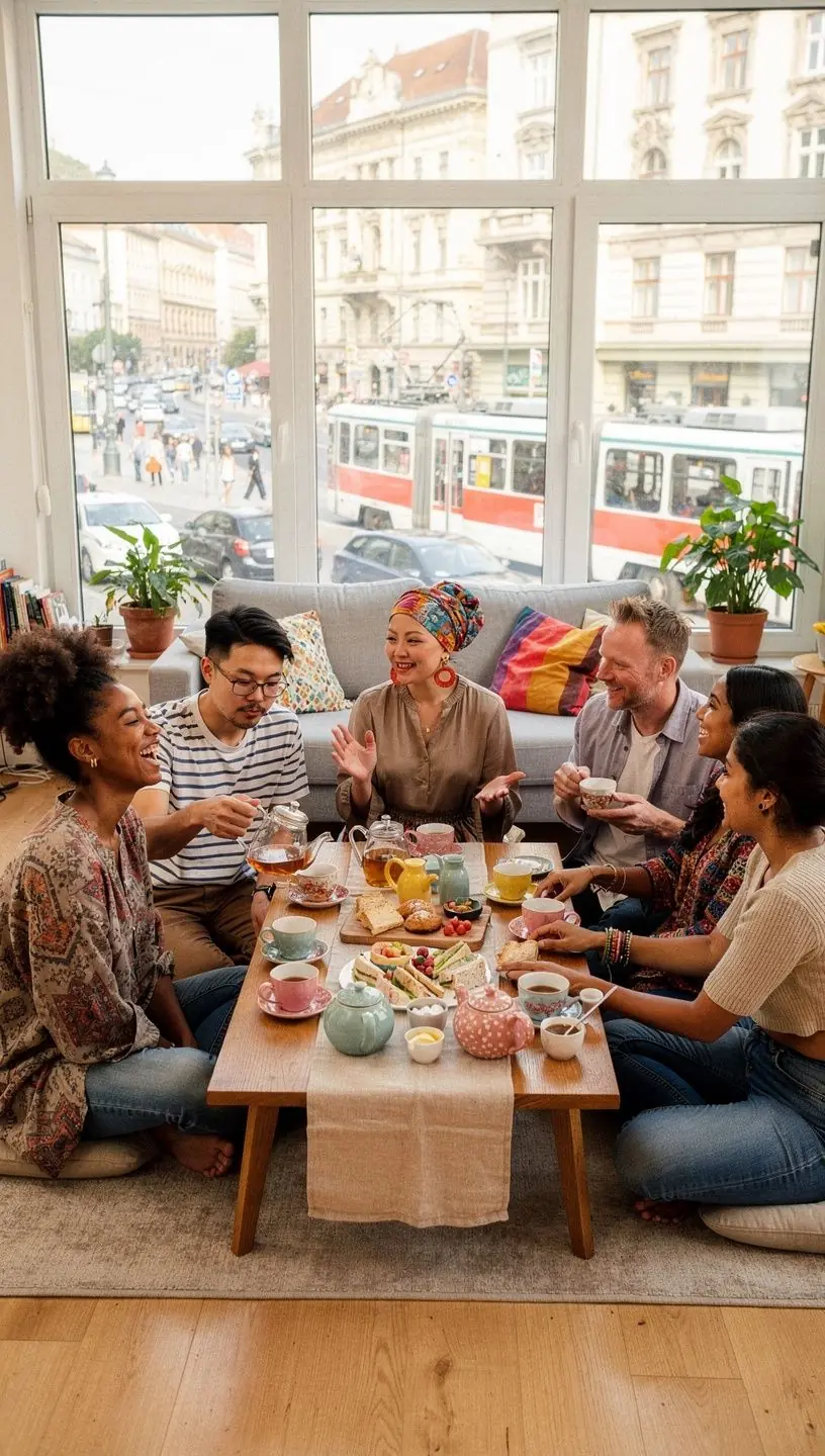Csendes teázási pillanat, ahol a természet lágy zörejei körülveszik a teázót.