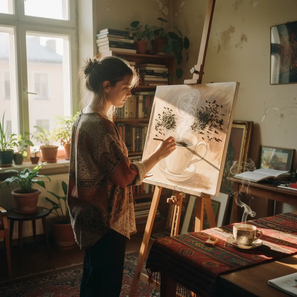 Friss gyümölcsök és fűszerek a teás asztalon, amelyek gazdagítják az ízeket.